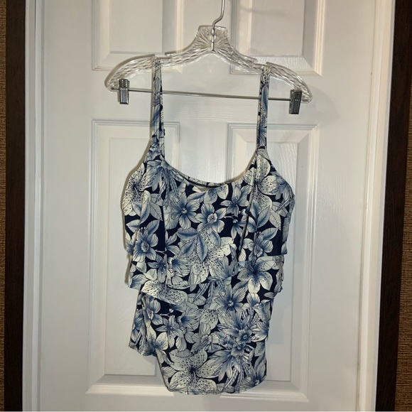 Coco Reef Other - Coco Reef Bra Sized Blue Floral Tiered Tankini Top 40C